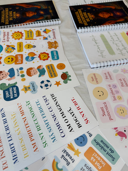 Set pentru Copii – Jurnal de Recunoștință și Dezvoltare Emoțională + Stickere Motivaționale