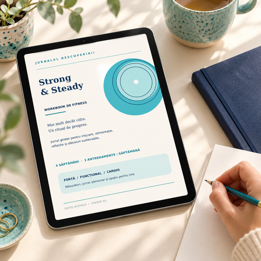 Strong & Steady – Jurnal Fitness, Alimentație și Progres | 4 Săptămâni · PDF Digital A5